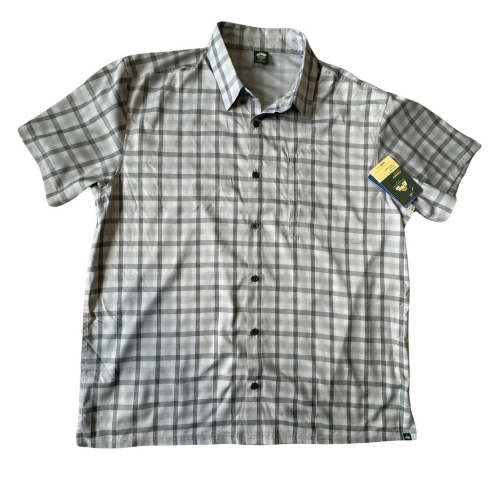 Eastern Mountain Sports Men’s Gray Plaid Short-Sleeve Button-Up Shirt‎ XL, NWT - Picture 1 of 3